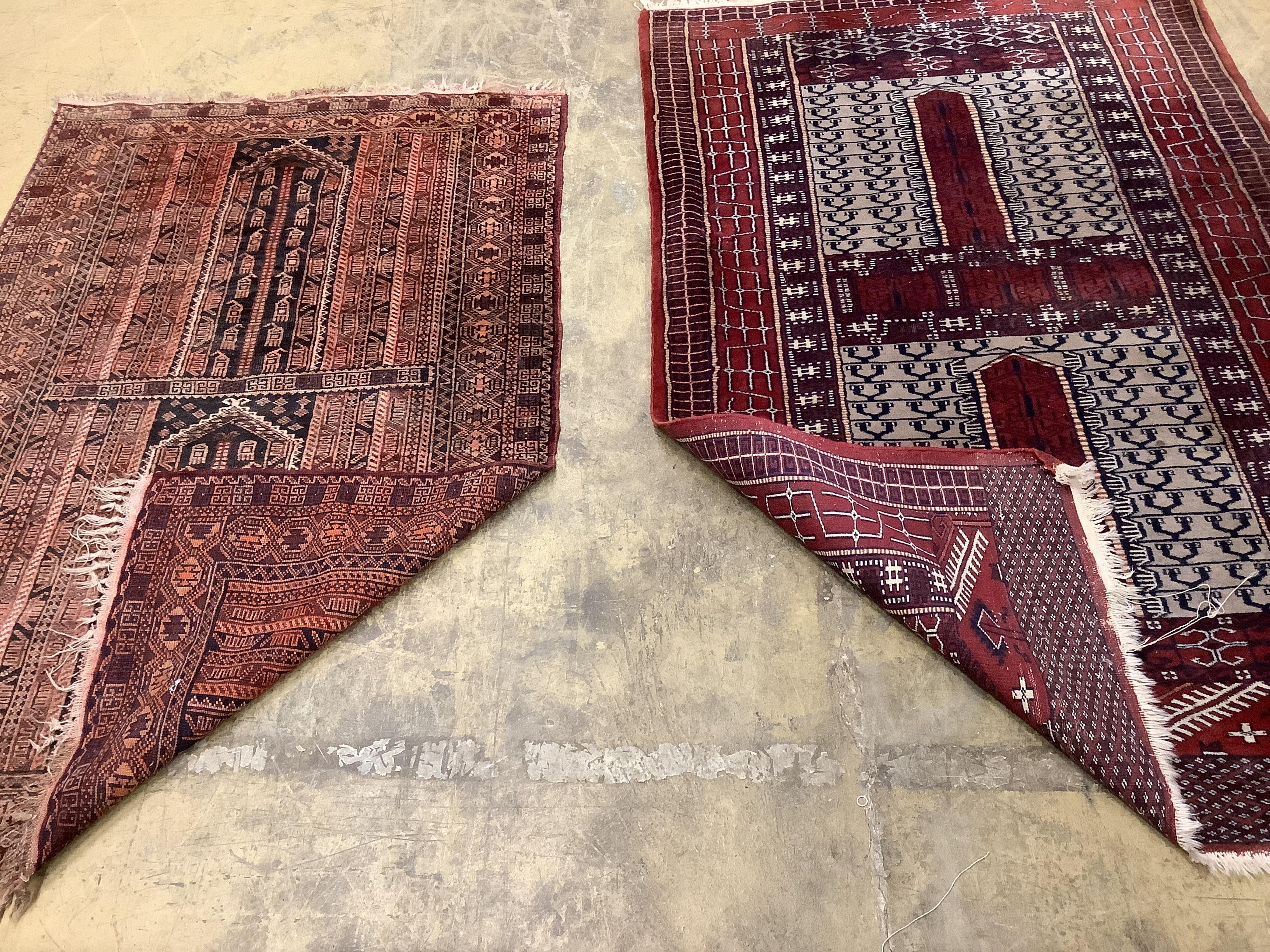 Two Belouch prayer rugs, larger 162 x 100cm